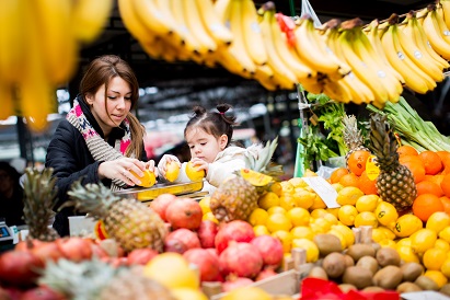 Mother and daughter at the market